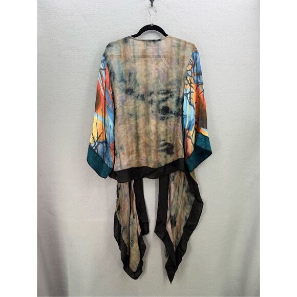 Sterling Styles Womens Multicolor Semi-sheer Artsilk‎ Kimono Cardigan One Size - Picture 4 of 11